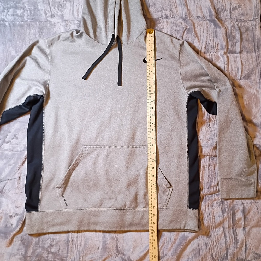 Nike Therma-FIT Mens Hoodie Grey Black Pullover Training Sweatshirt 465784-066 L - Picture 8 of 9